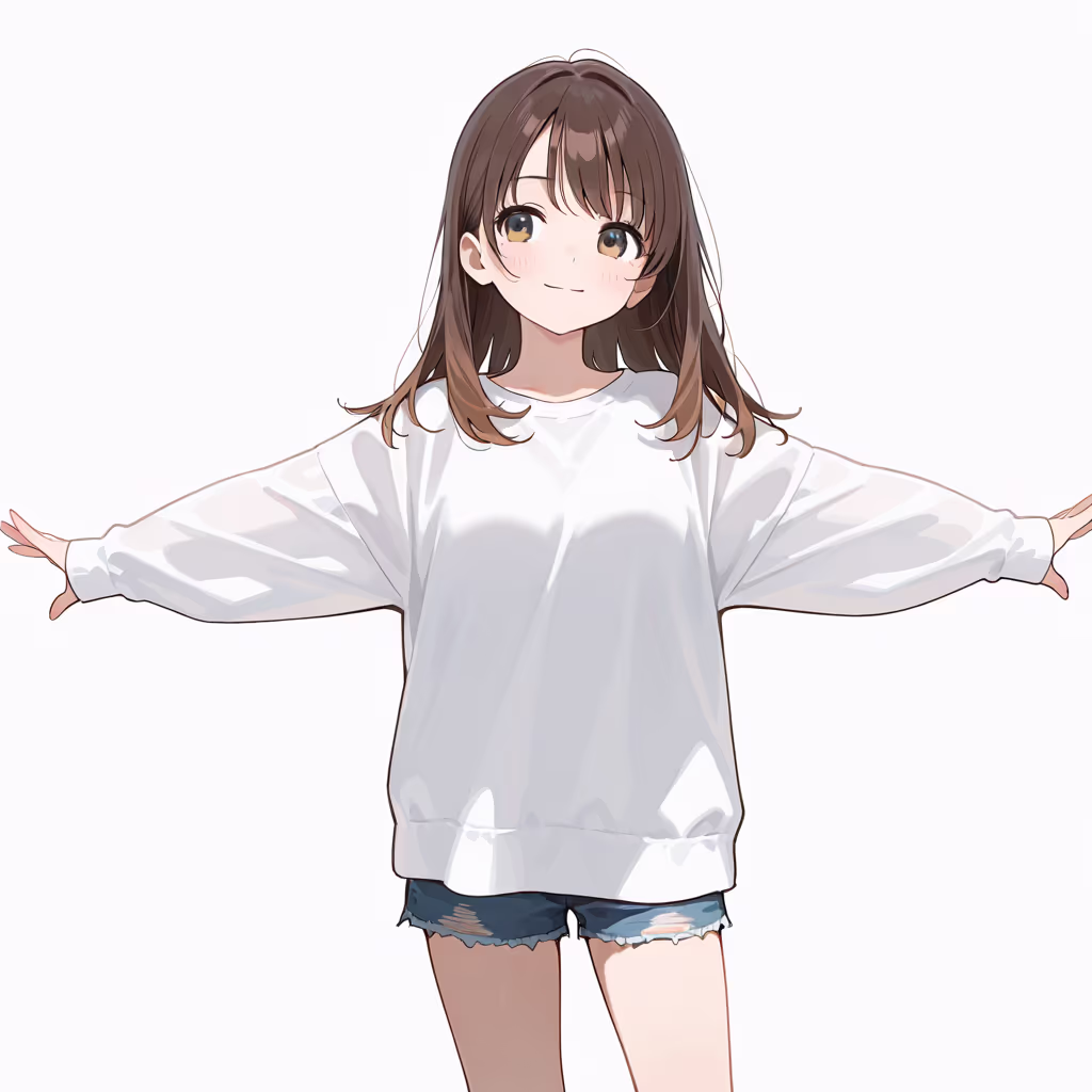 腕を広げるの作例