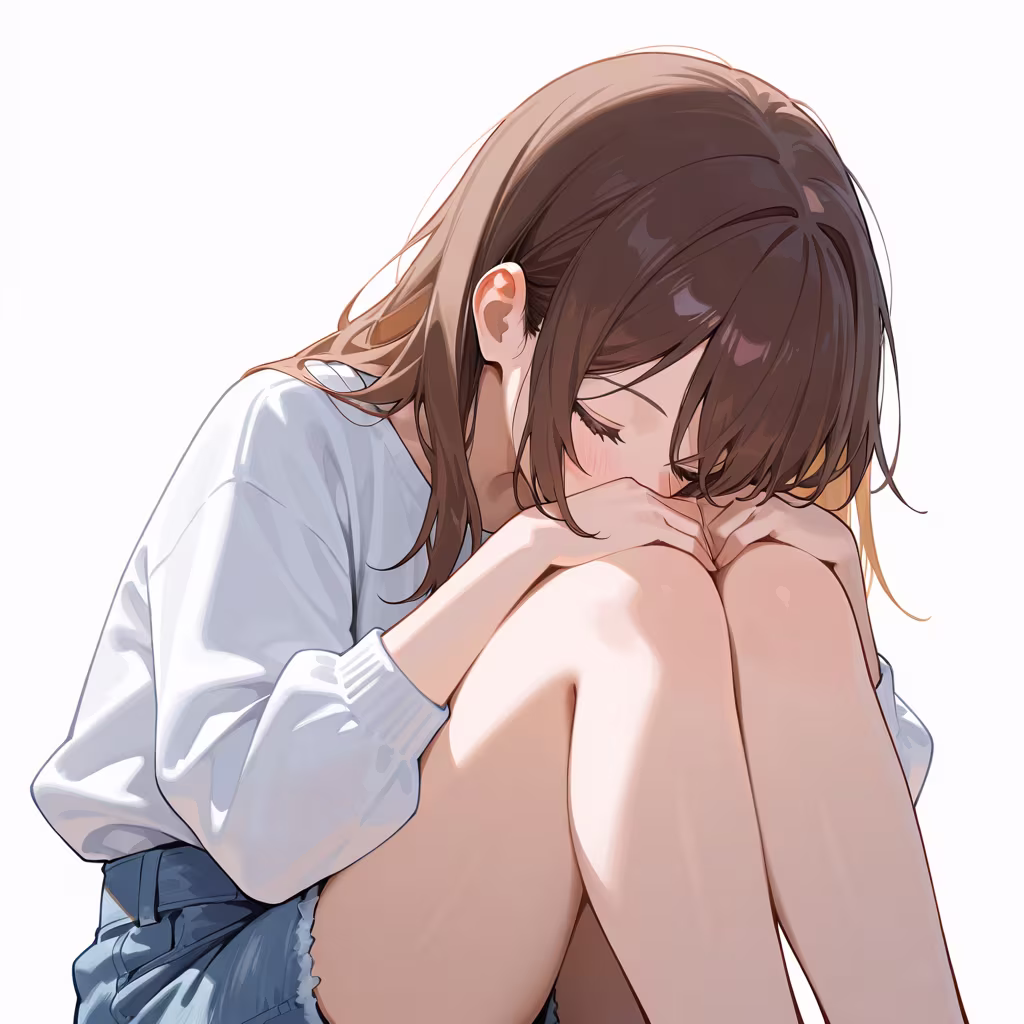 下を向くの作例