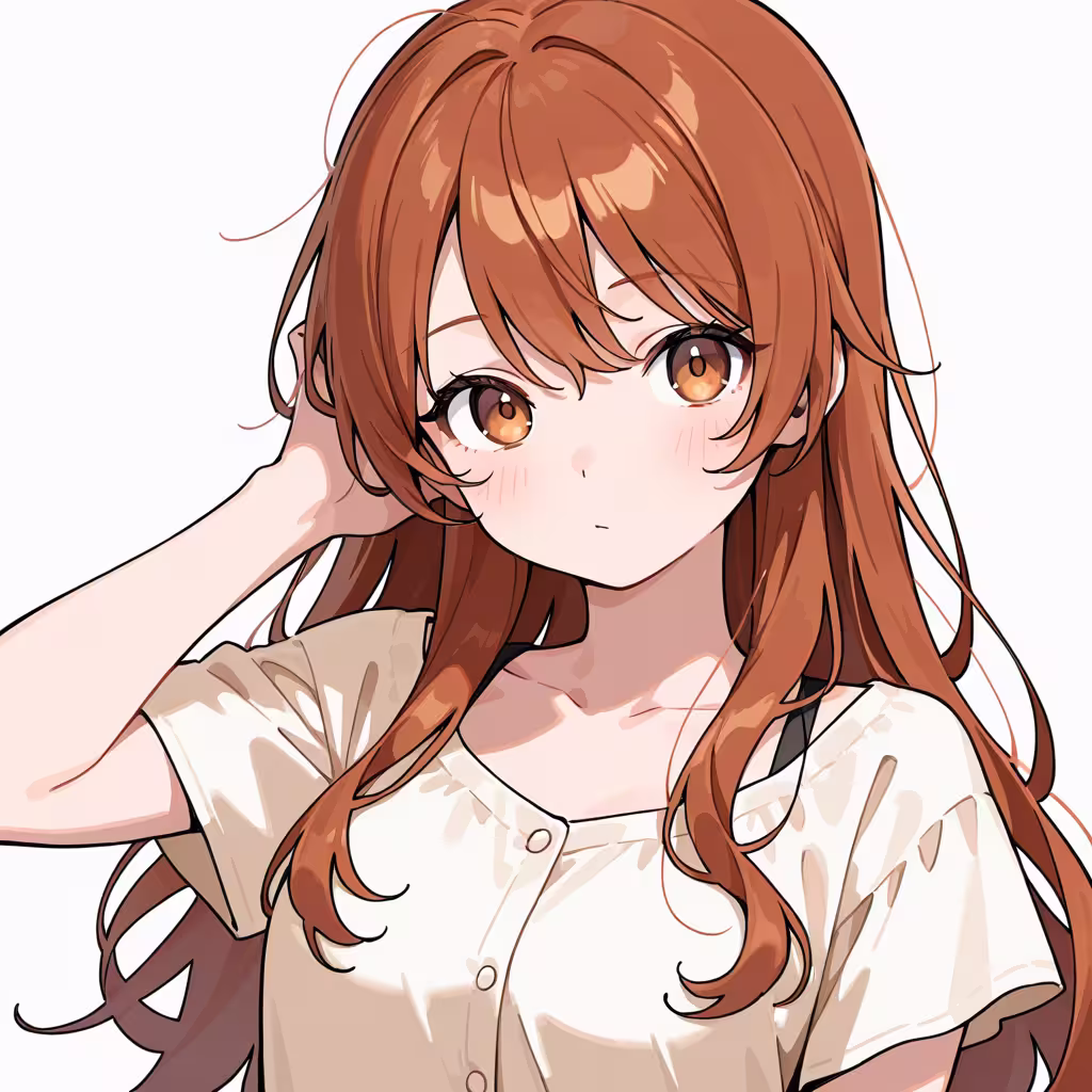 頭に手の作例