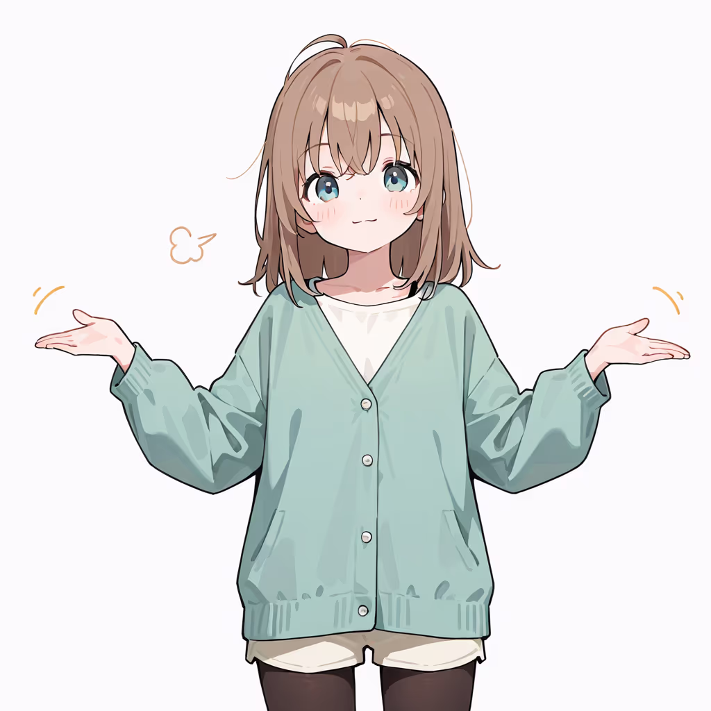 肩をすくめるの作例