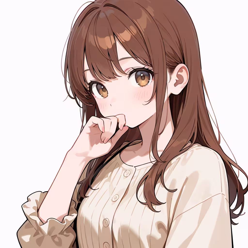口を手で覆うの作例