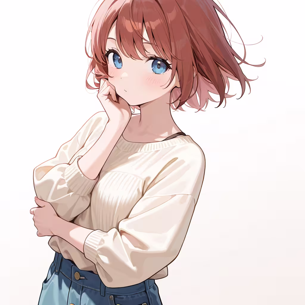 肘に手を当てるの作例