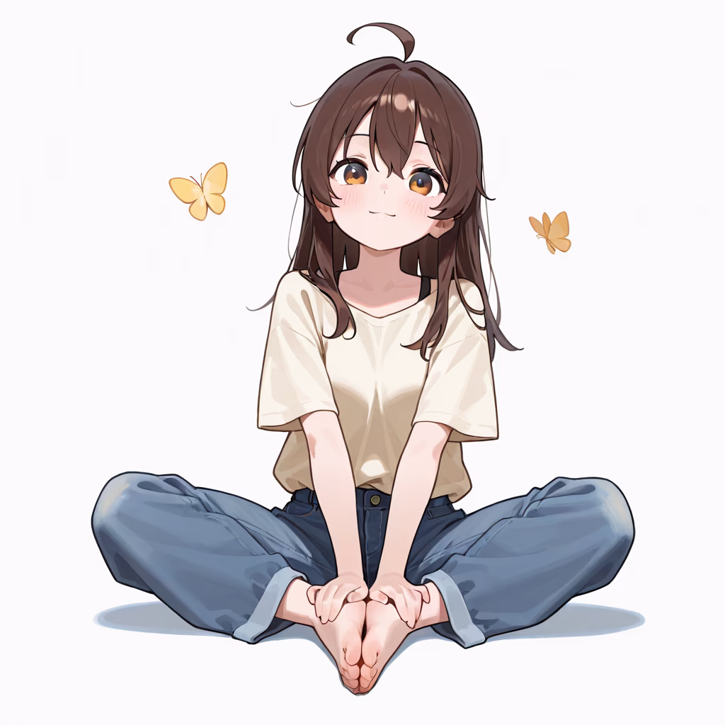 蝶々座りの作例