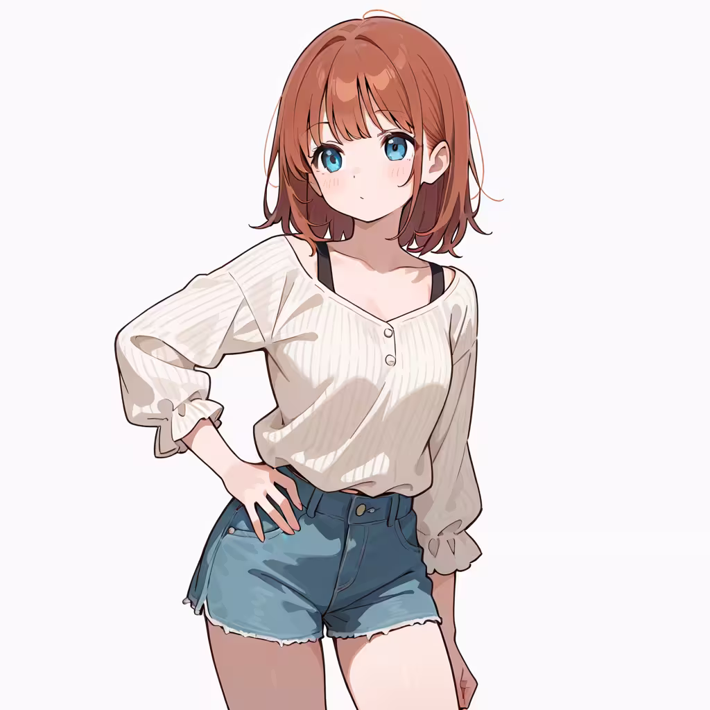 腰に手の作例