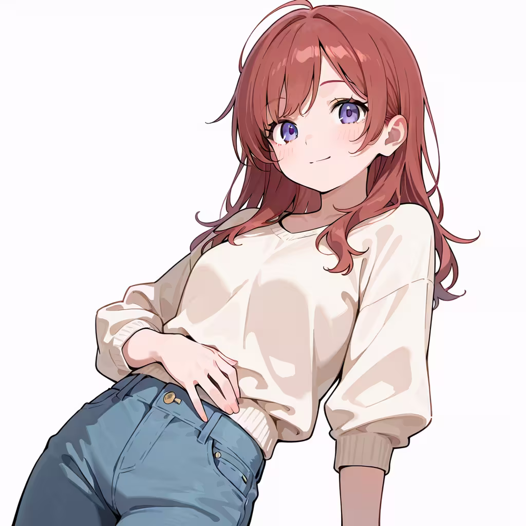 腹部に手を当てるの作例