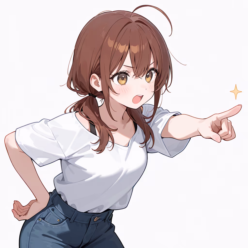 他人を指差すの作例