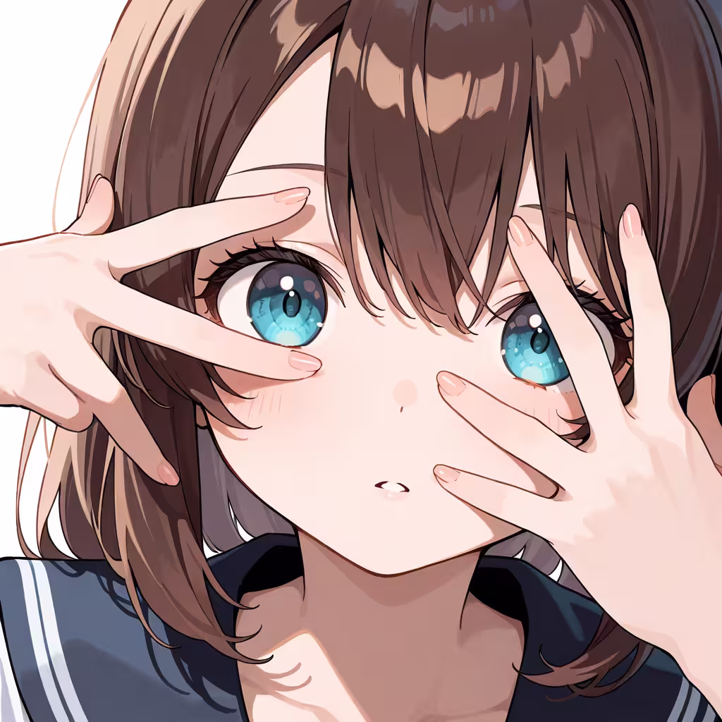 指の間から覗くの作例