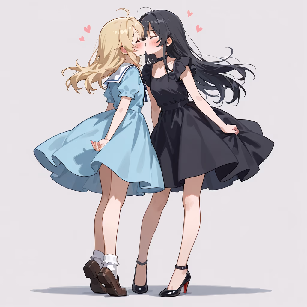 つま先立ちでキスの作例