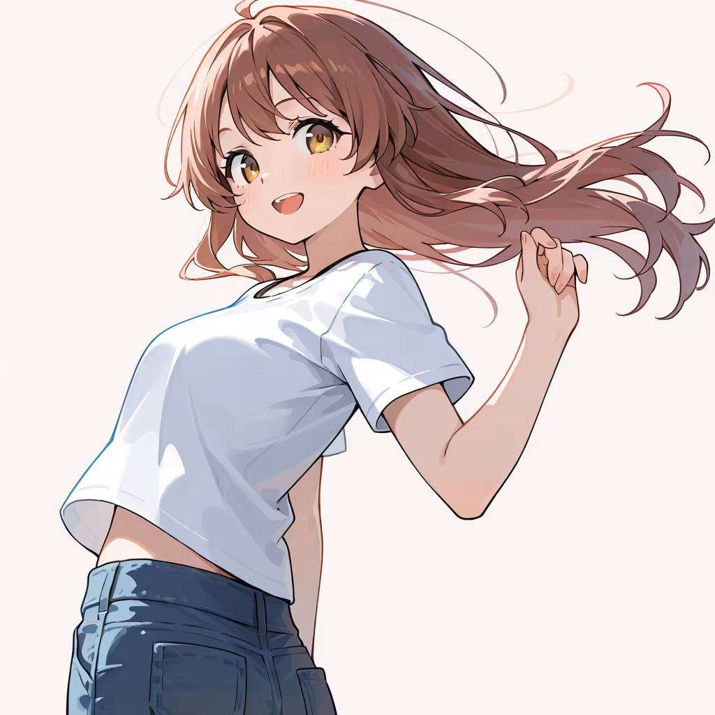 体をひねるの作例
