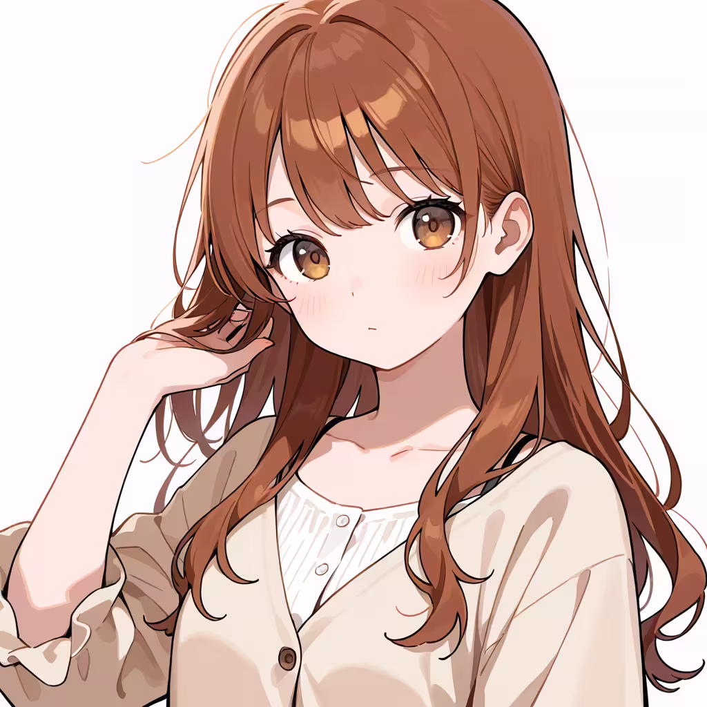 髪に手の作例