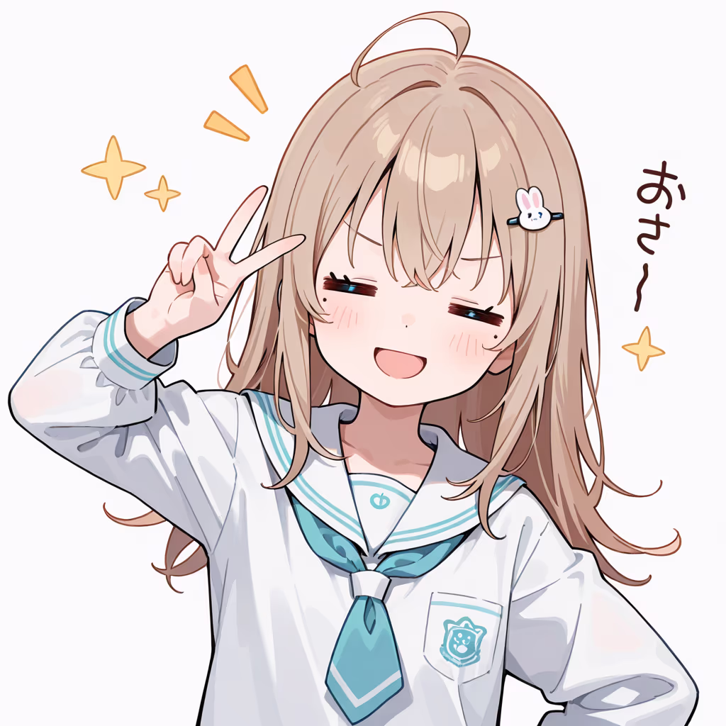 満足気な笑顔の作例