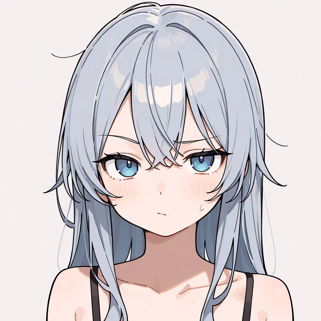 傾いた眉の作例