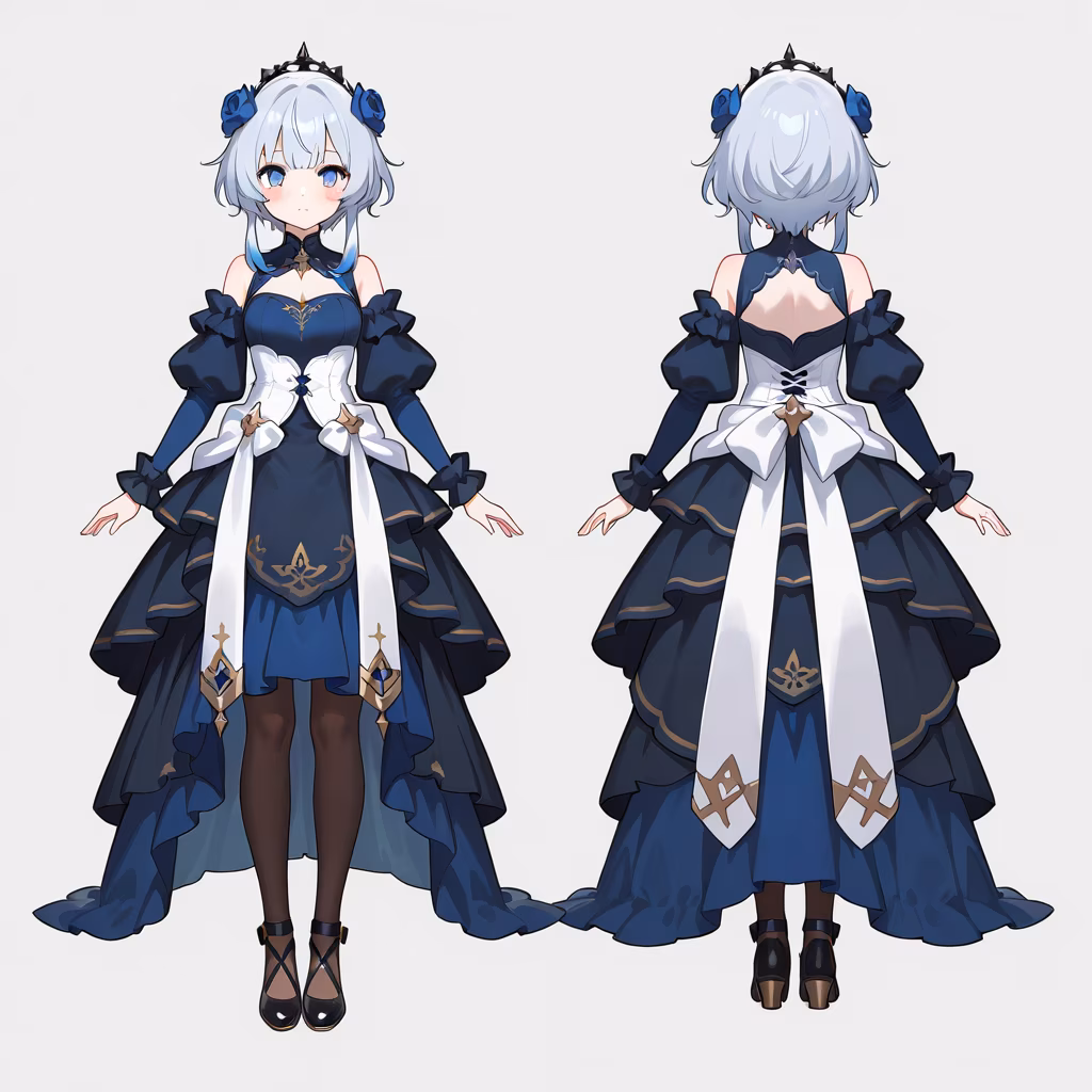 ハイロー裾ドレスの作例