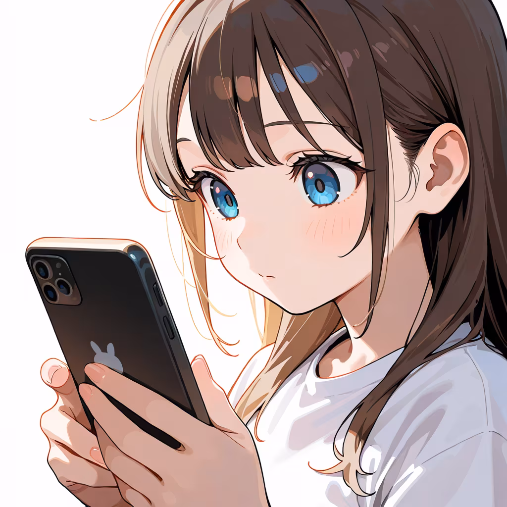 スマホを見るの作例