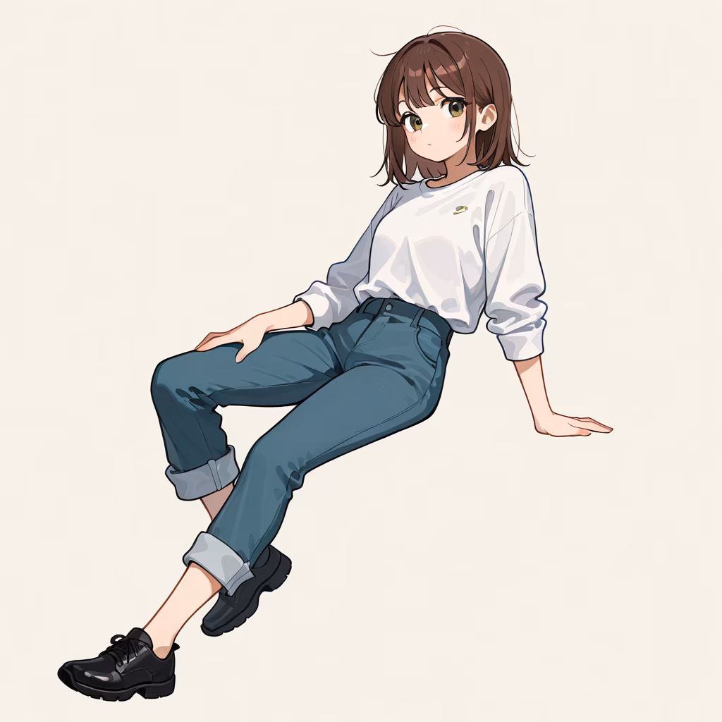 裾ロールアップパンツの作例