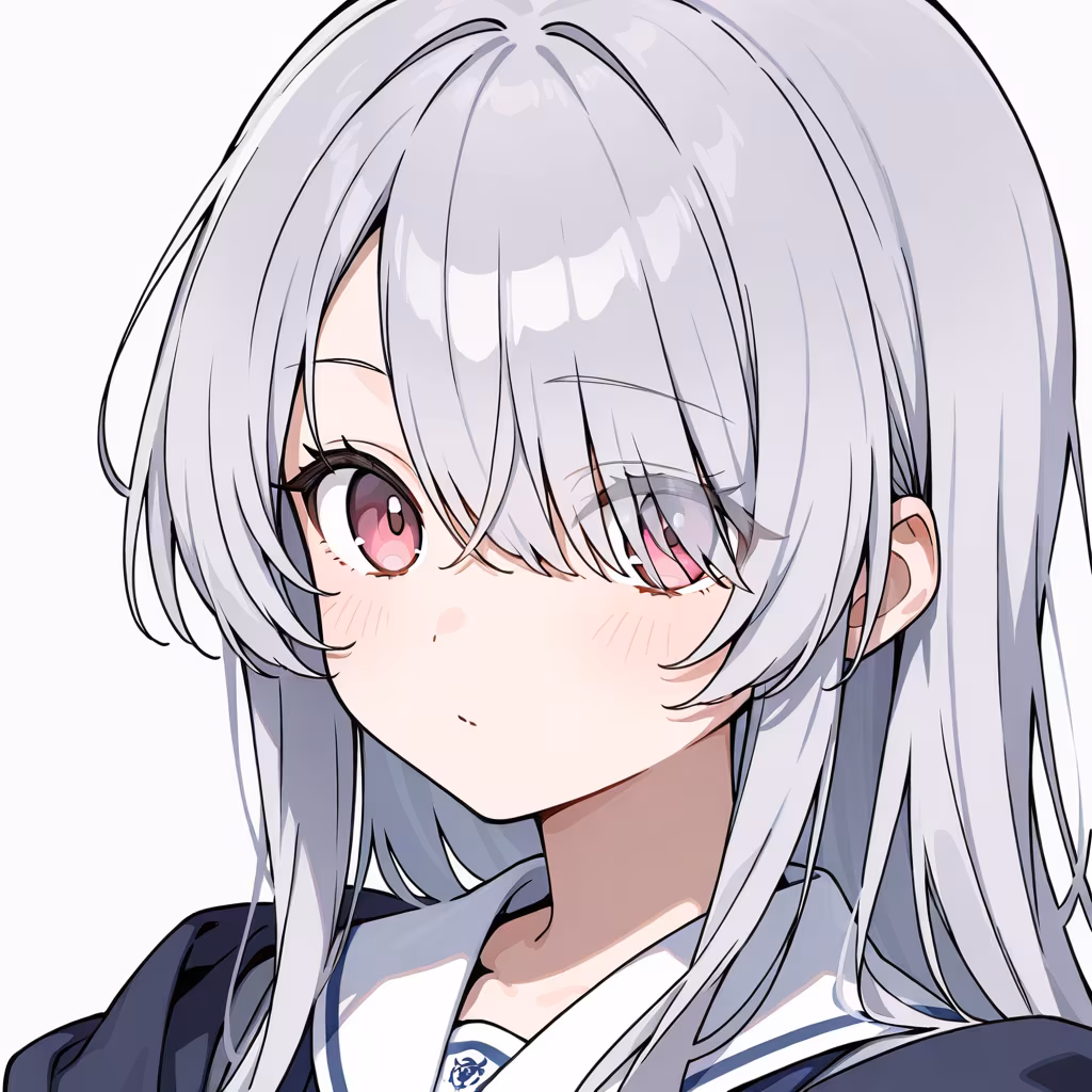 髪の隙間から見える目の作例