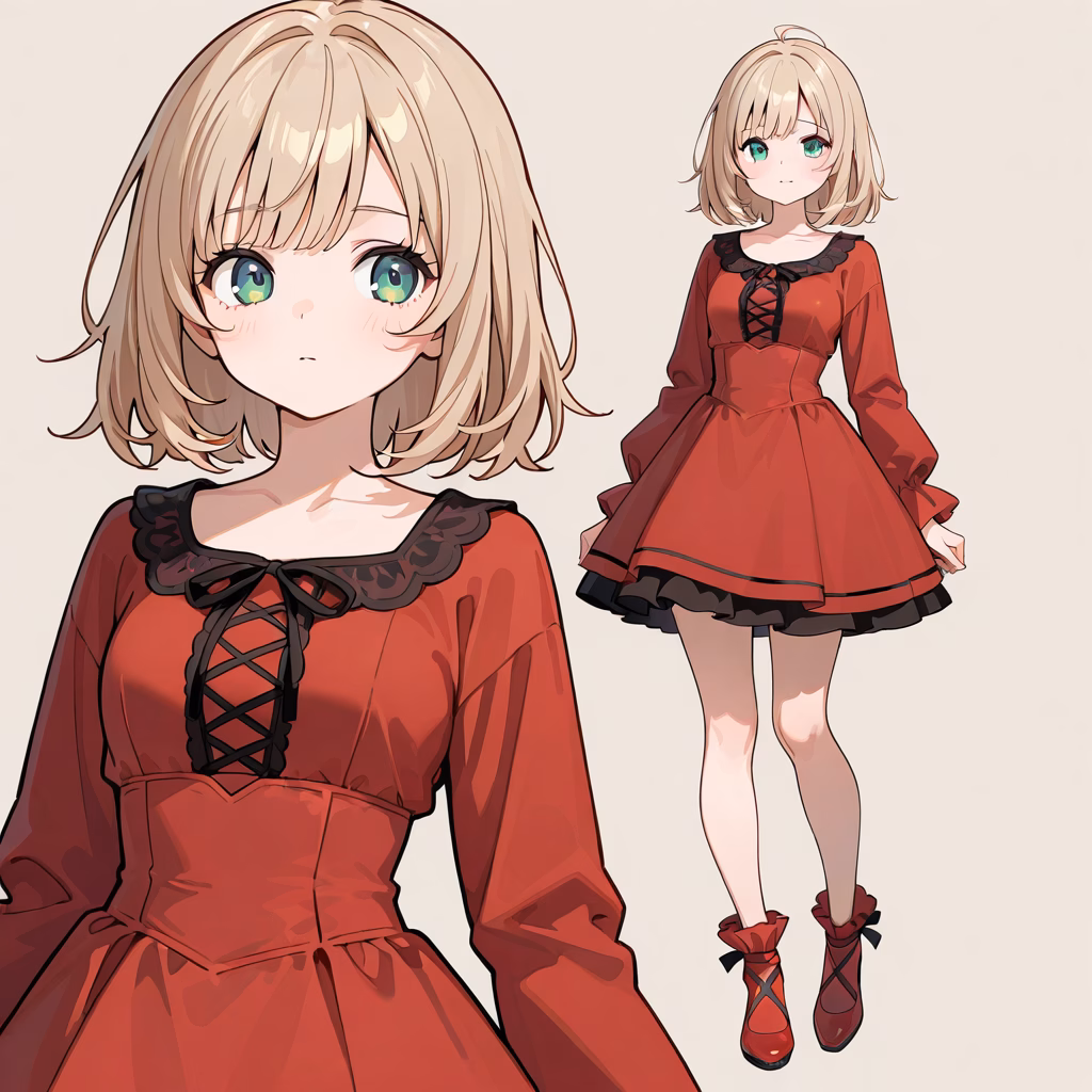 赤いドレスの作例