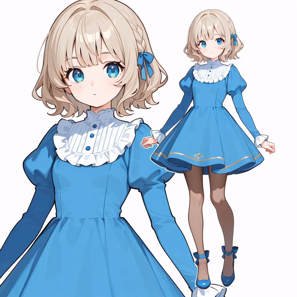 青いドレスの作例