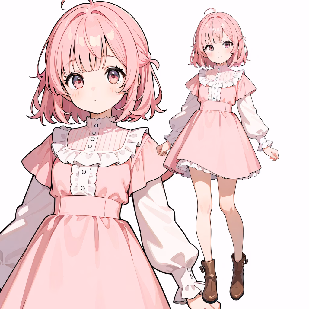 ピンクのドレスの作例