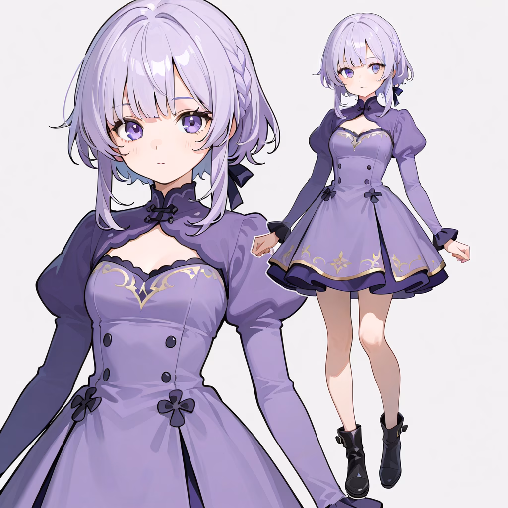 紫のドレスの作例