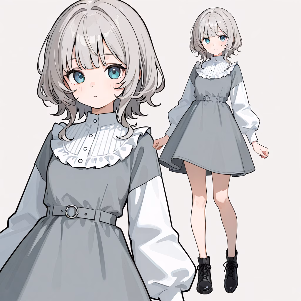 グレーのドレスの作例