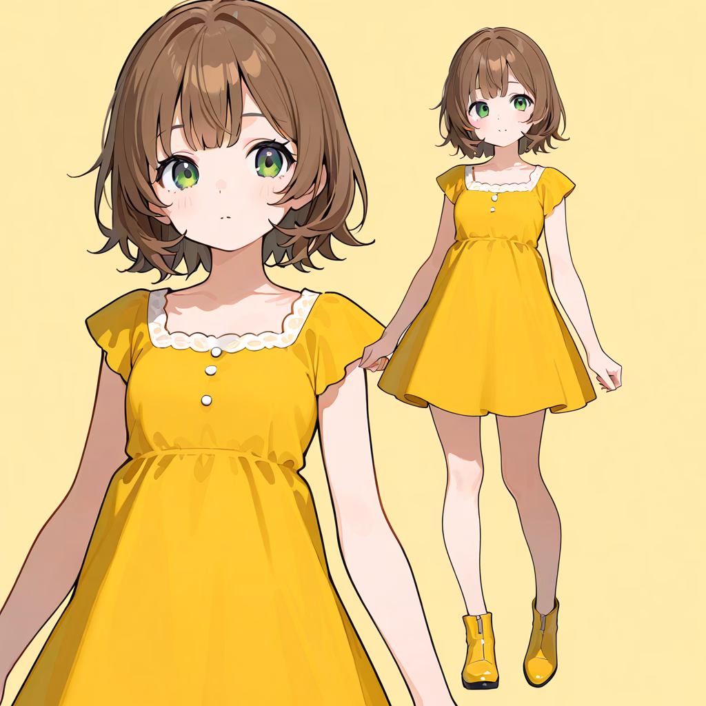黄色のドレスの作例