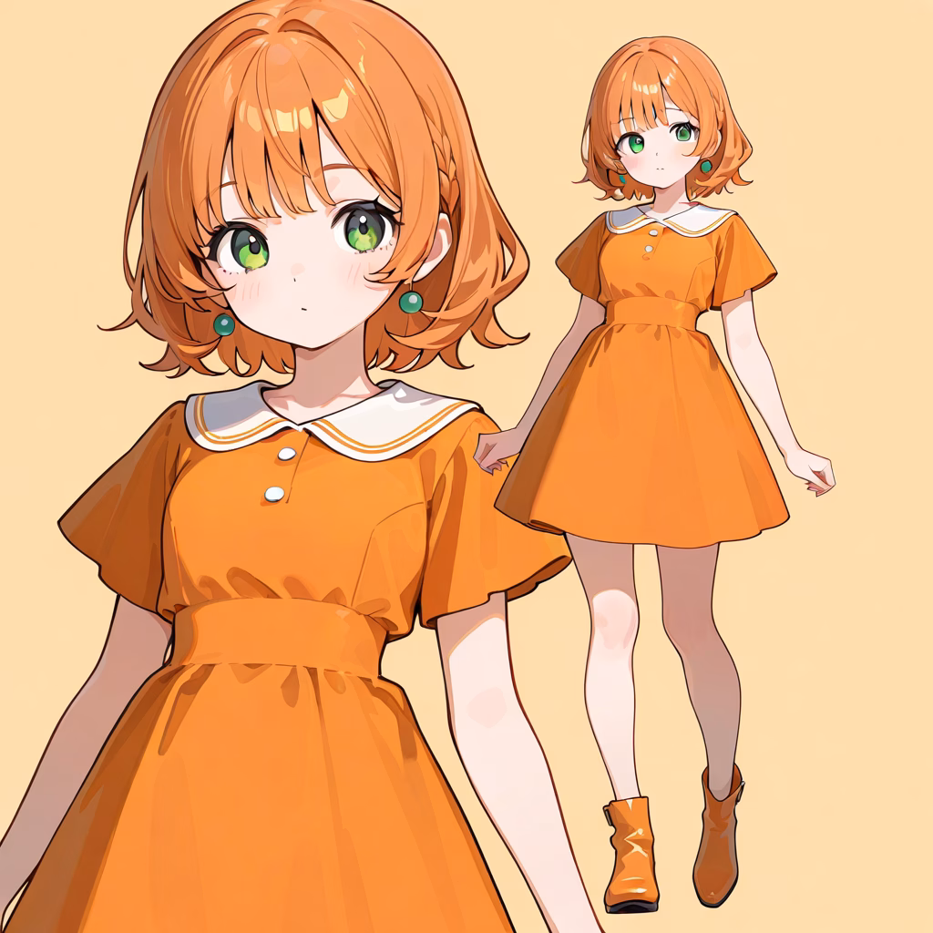 オレンジ色のドレスの作例
