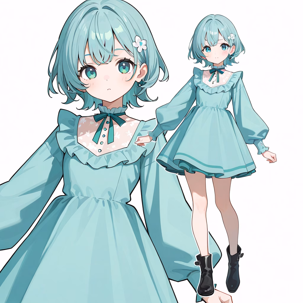 水色のドレスの作例