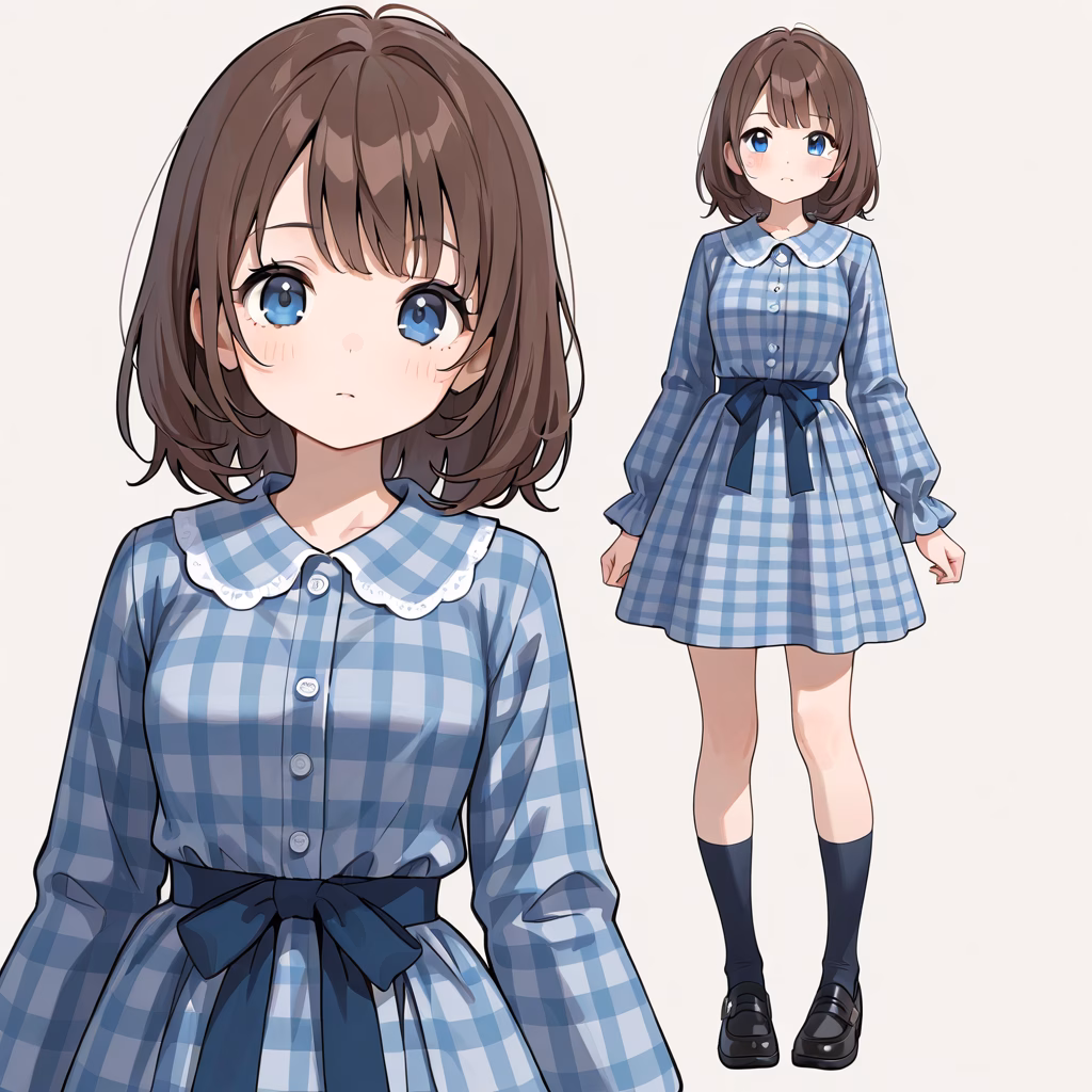 チェック柄ドレスの作例