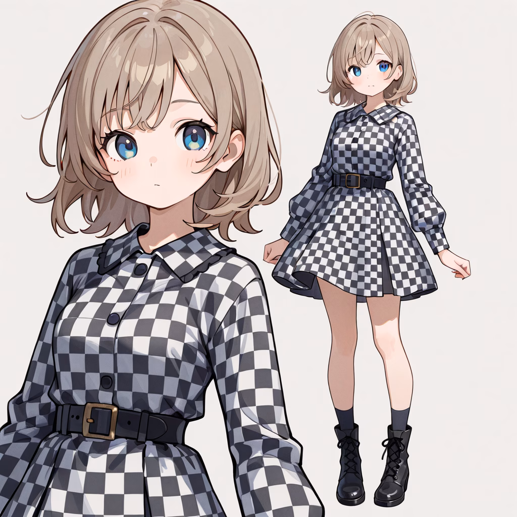 市松模様ドレスの作例
