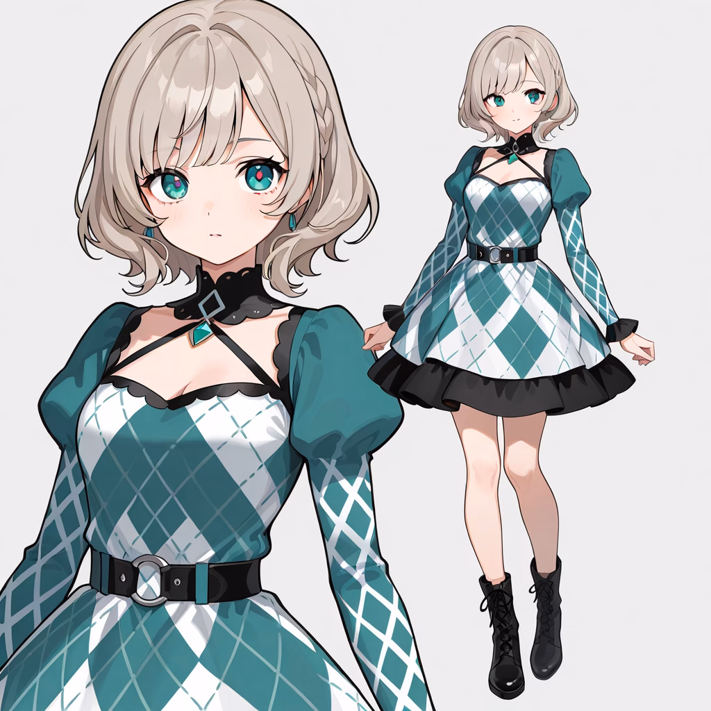 アーガイル柄ドレスの作例