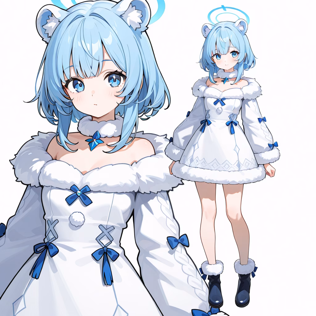 ファー付きドレスの作例