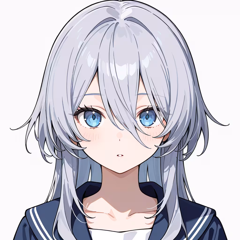 長い前髪の作例