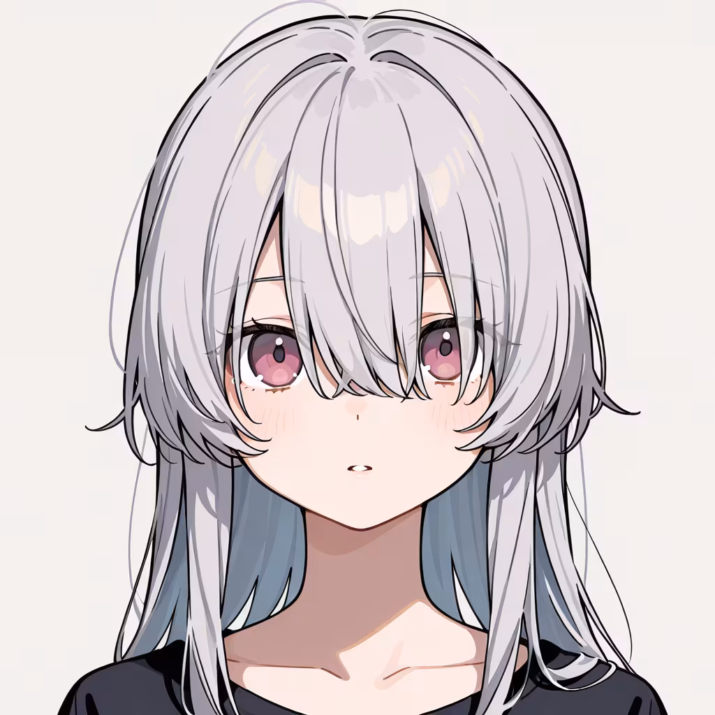 両目にかかる髪の作例