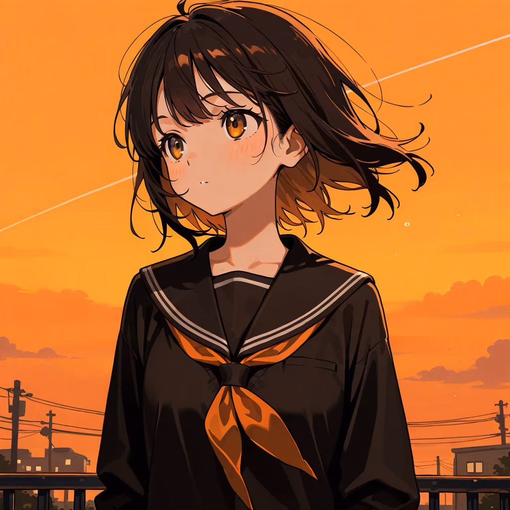 オレンジ色の空の作例