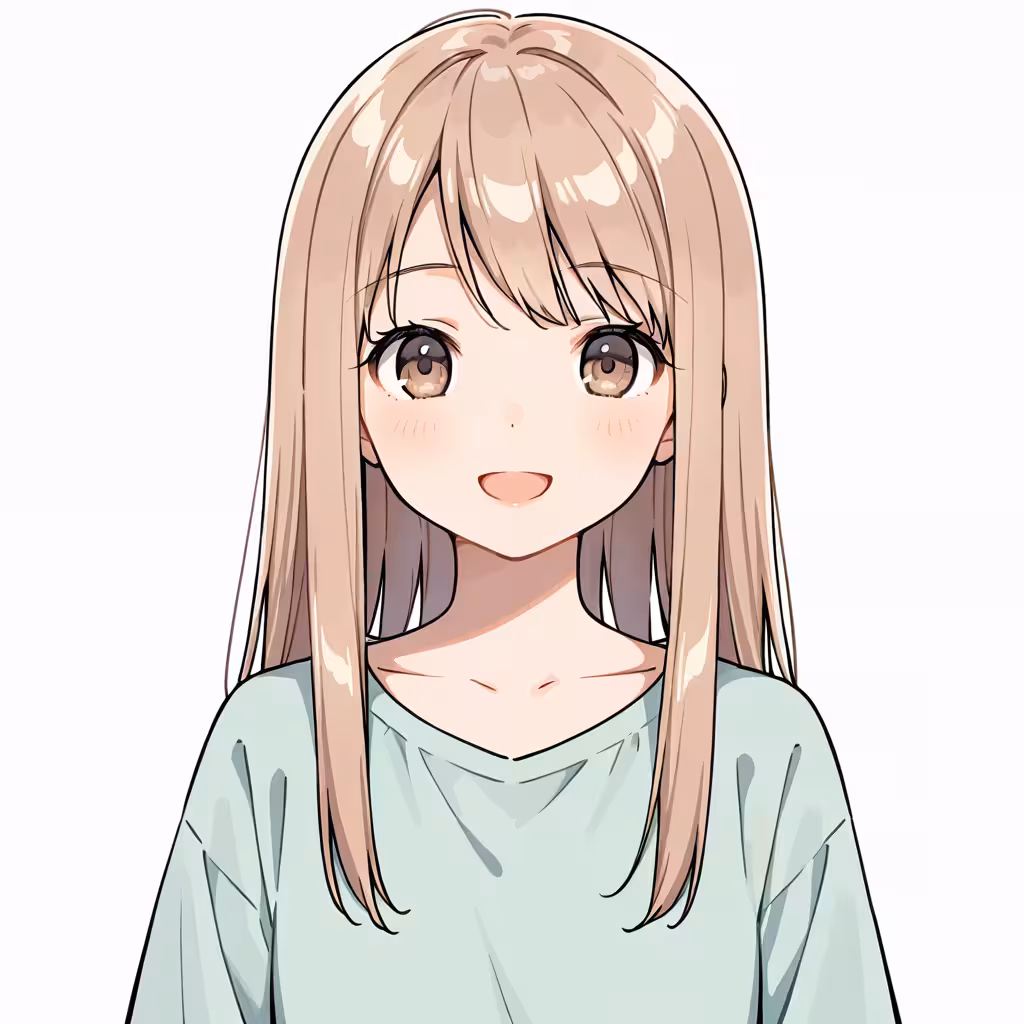 茶色髪の作例