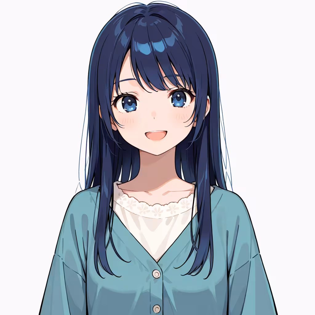 濃紺の髪の作例