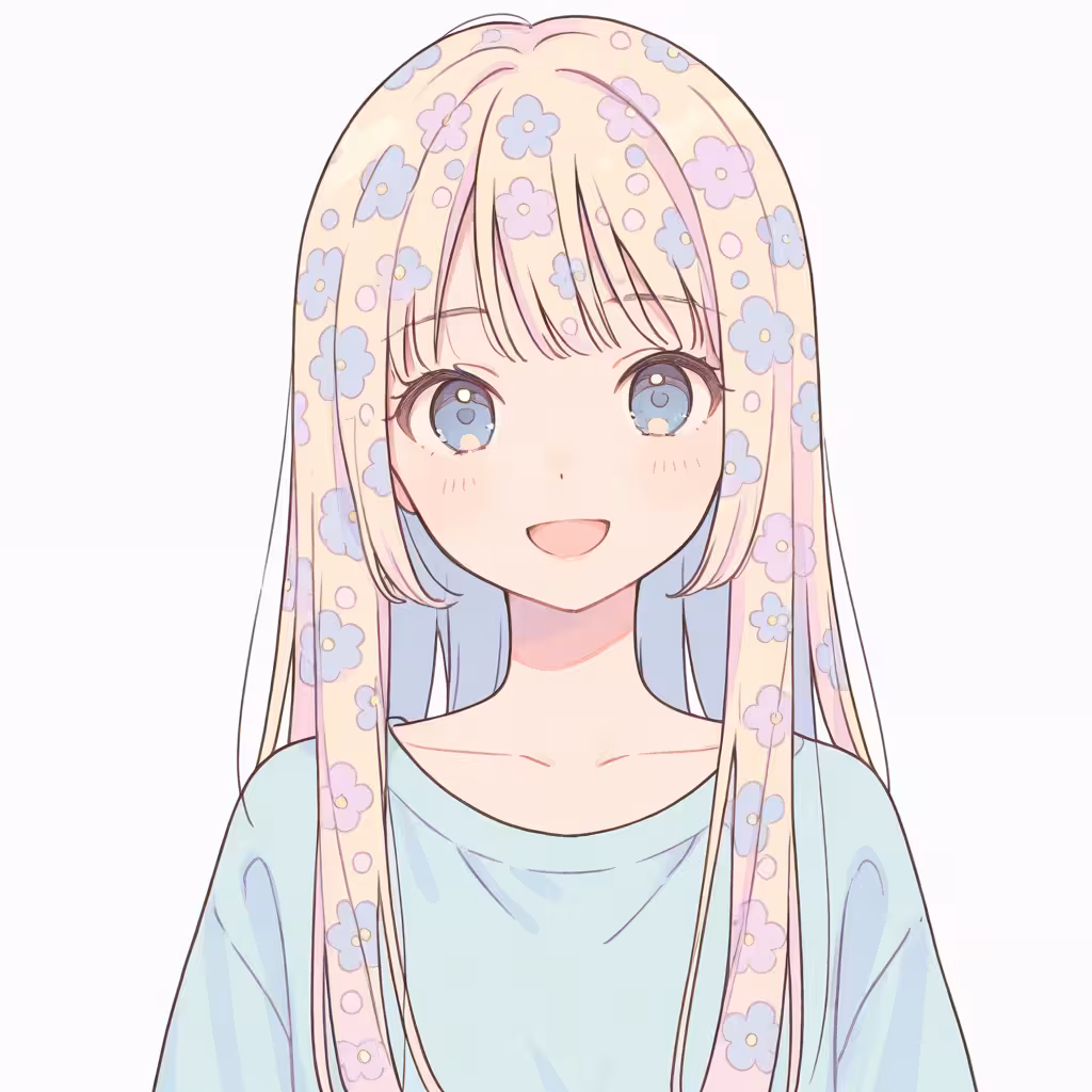 パターン入りの髪の作例
