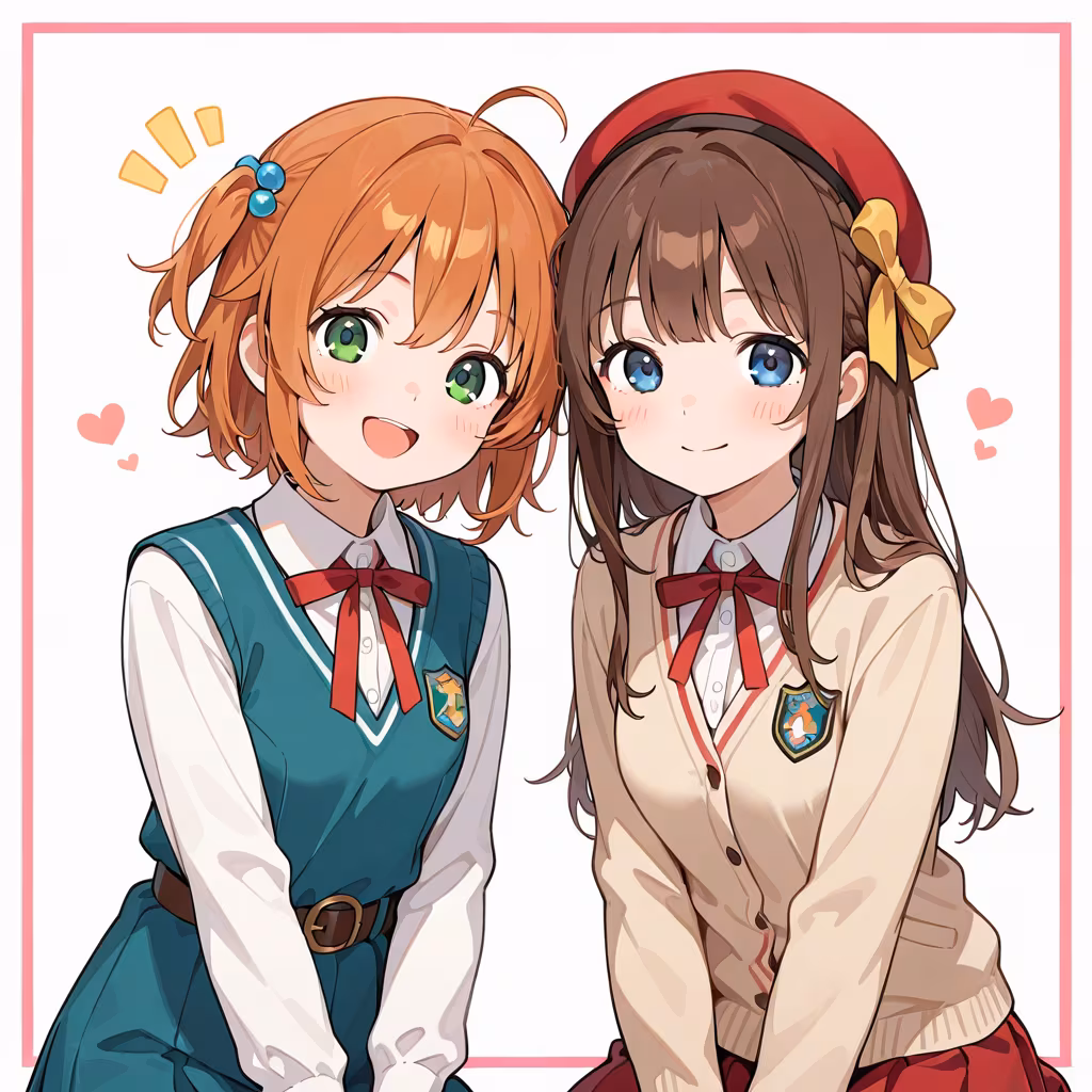 女性2人の作例