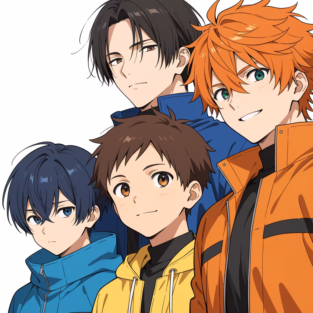 男性4人の作例