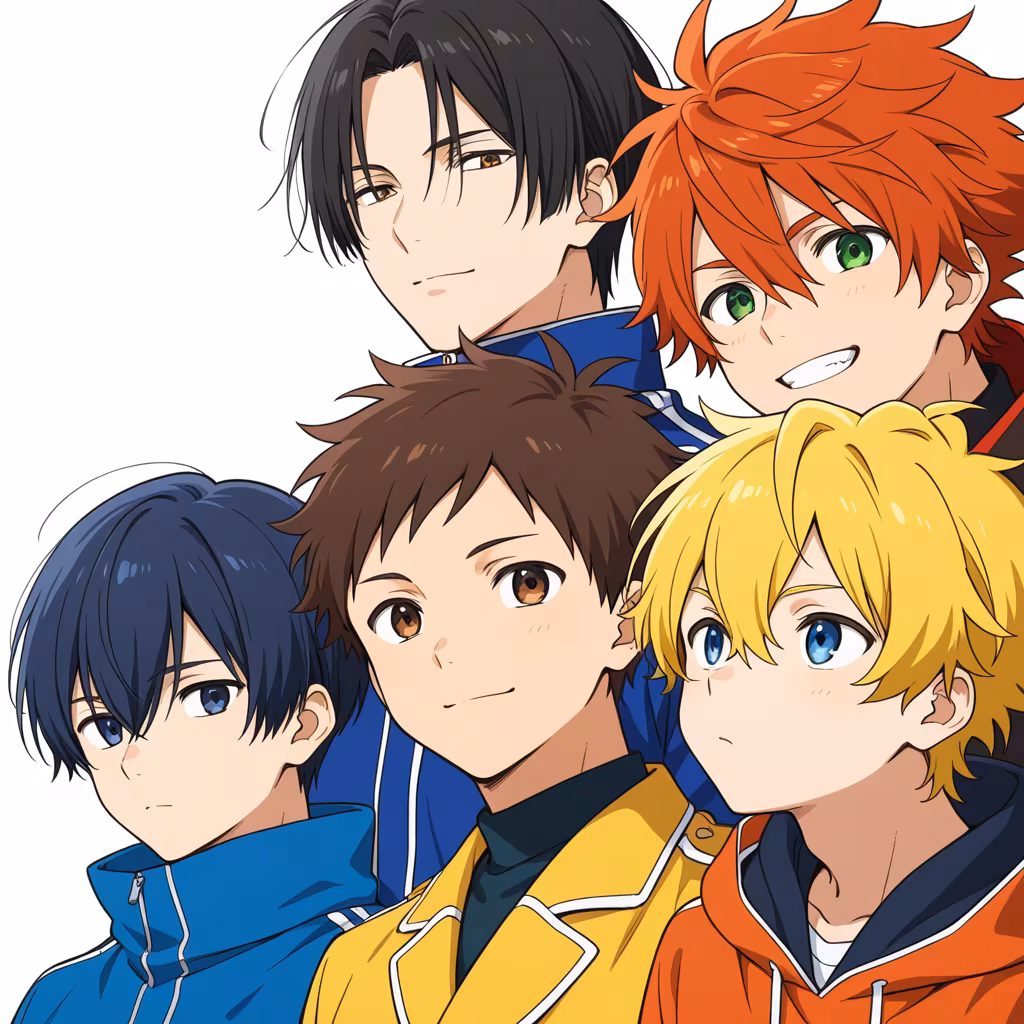 男性5人の作例