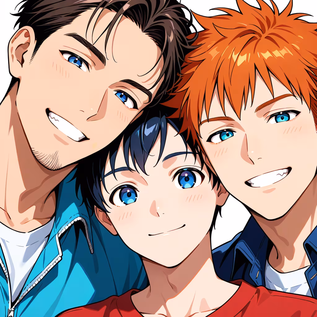 男性3人の作例