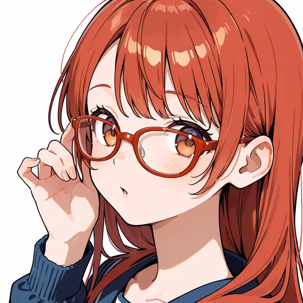 赤縁メガネの作例