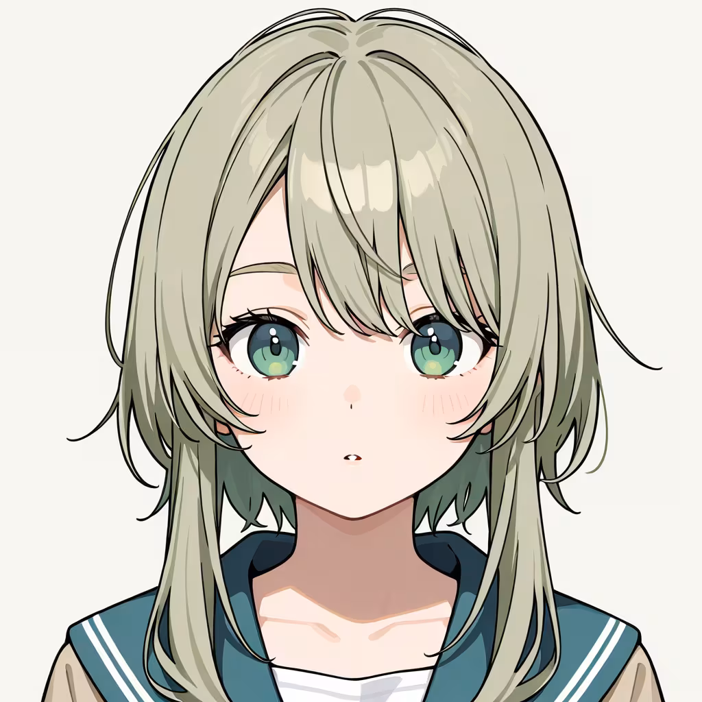 髪に隠れた眉毛の作例
