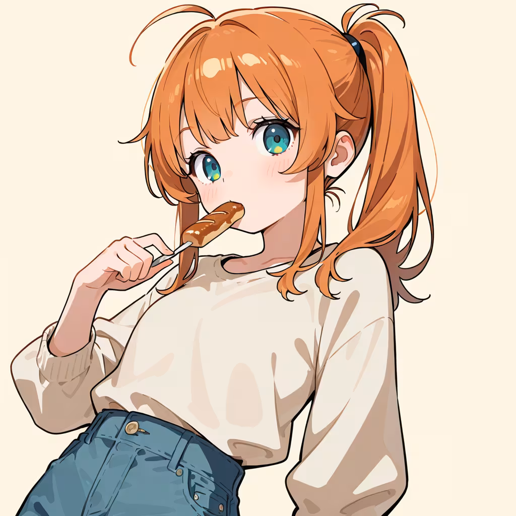 口に食べ物の作例