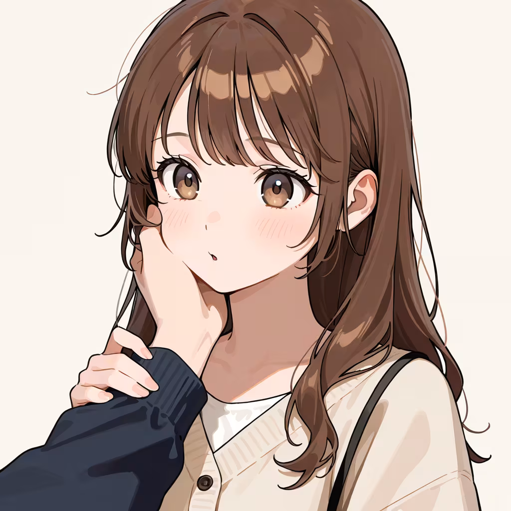 相手の顔に手を置くの作例