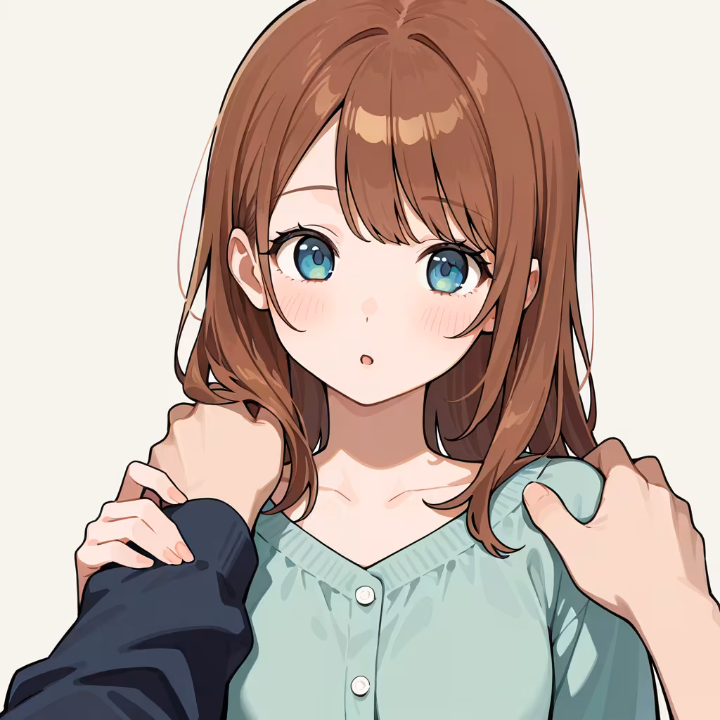 相手の肩に手を置くの作例