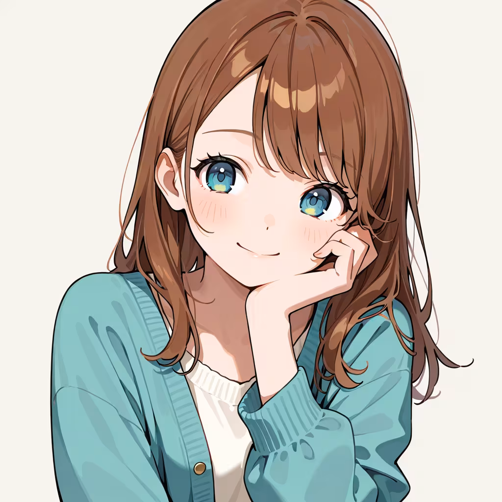 手を顔に当てるの作例
