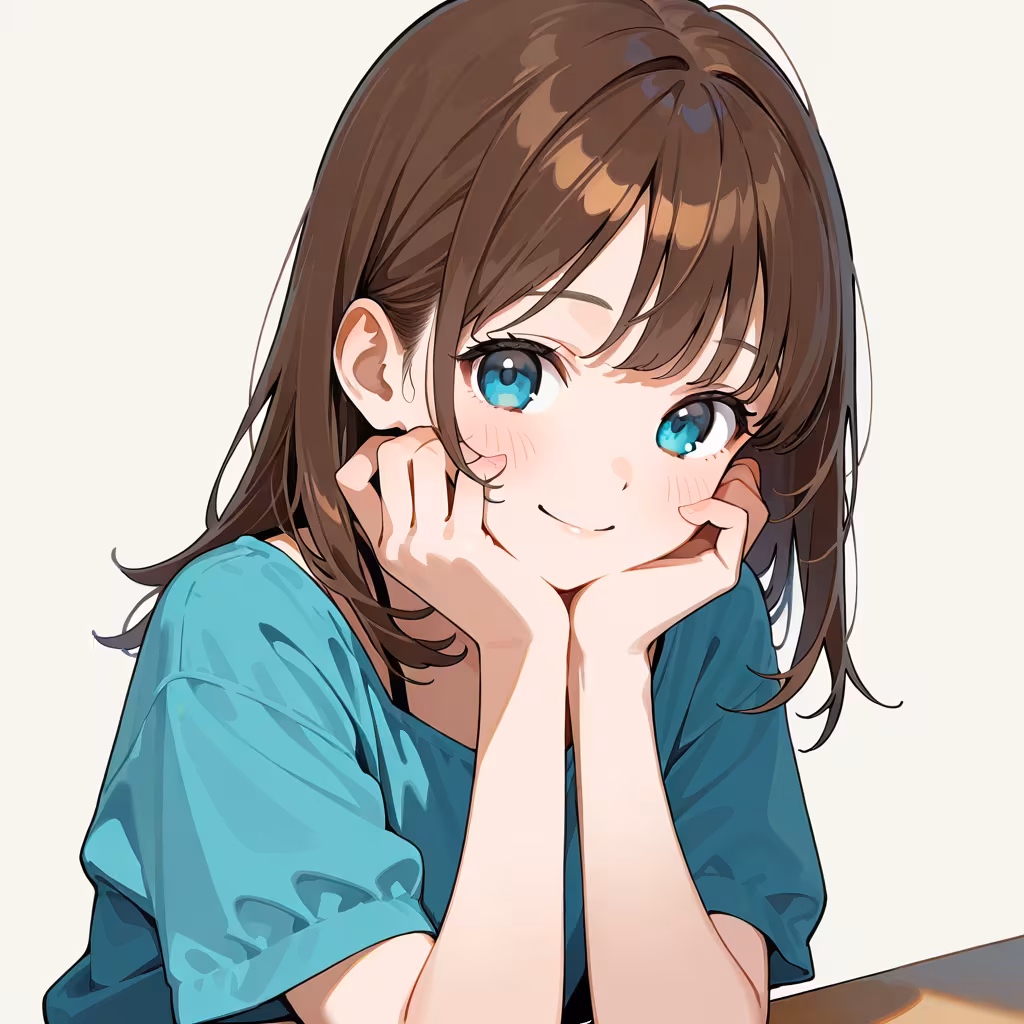 自分の顔に手の作例