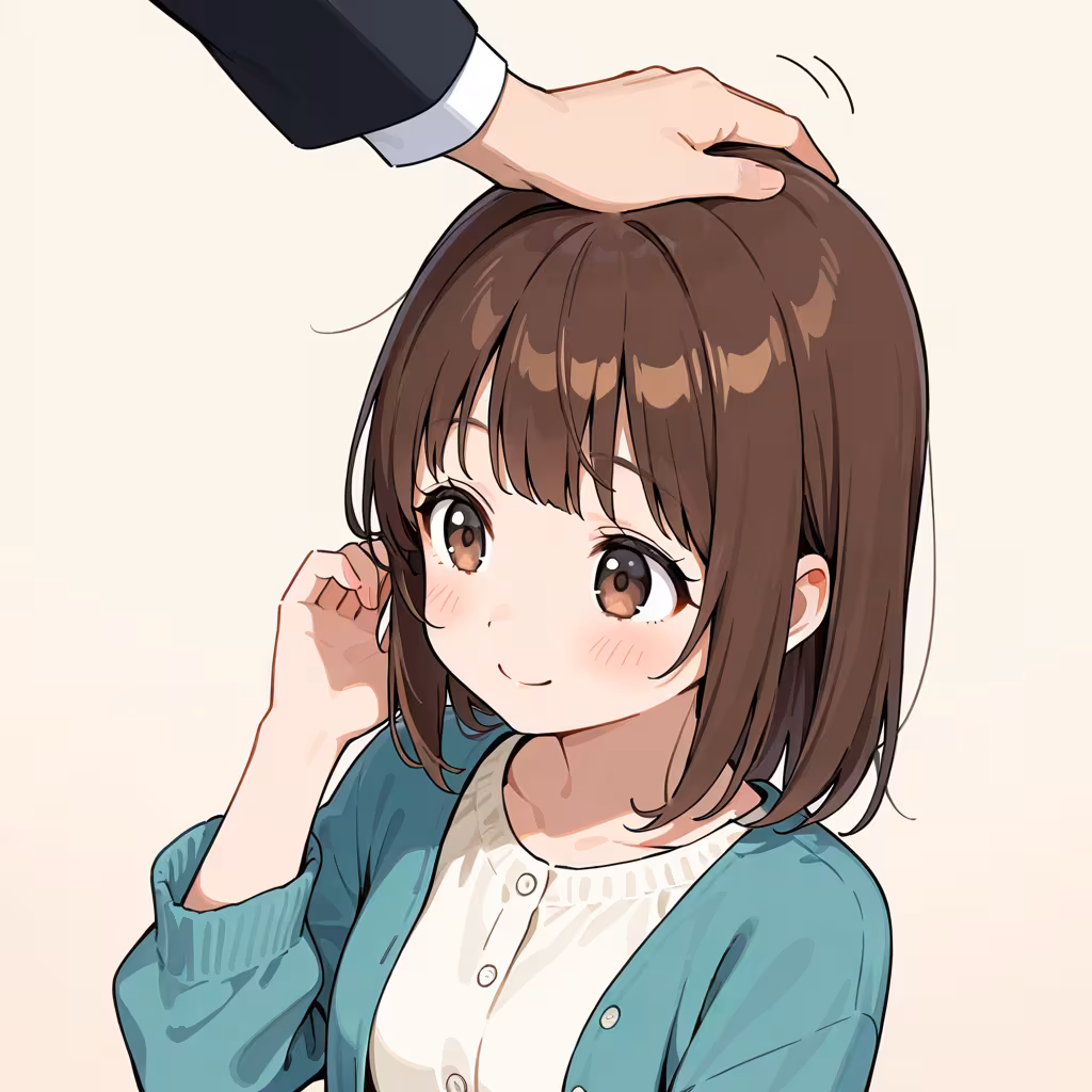 頭なでなでの作例